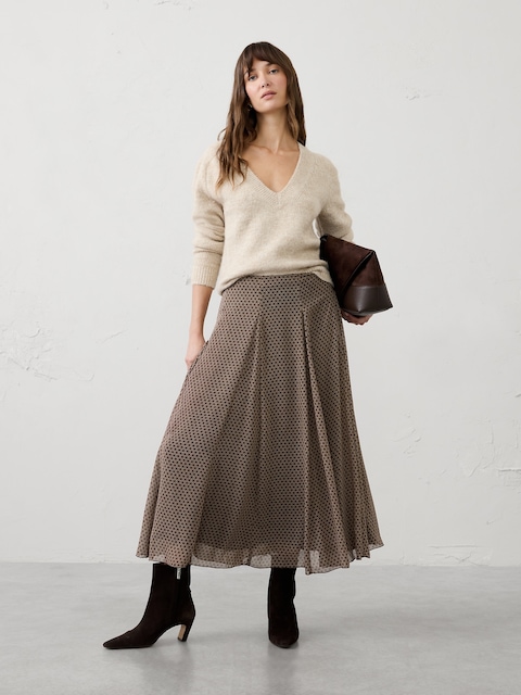 Swing Pleated Midi Skirt