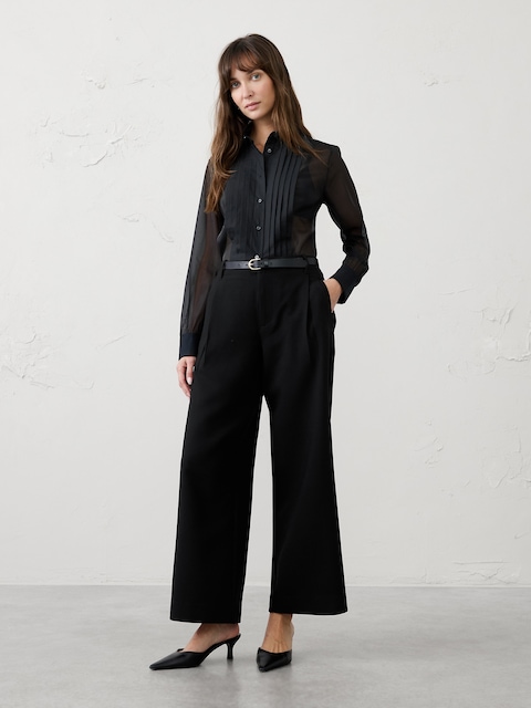 Wide-Leg Mid-Rise Heavy Bistretch Pant