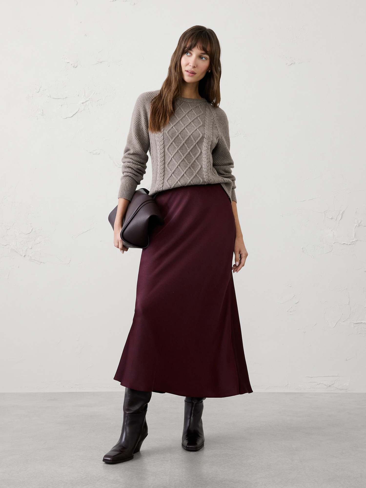 Satin Midi Slip Skirt