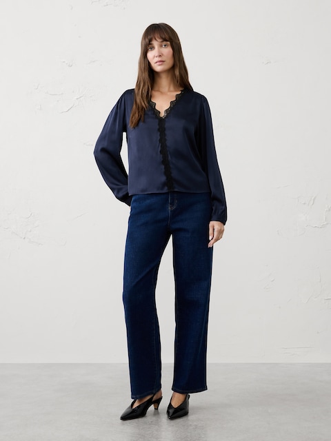 Romantic Lace-Placket Blouse
