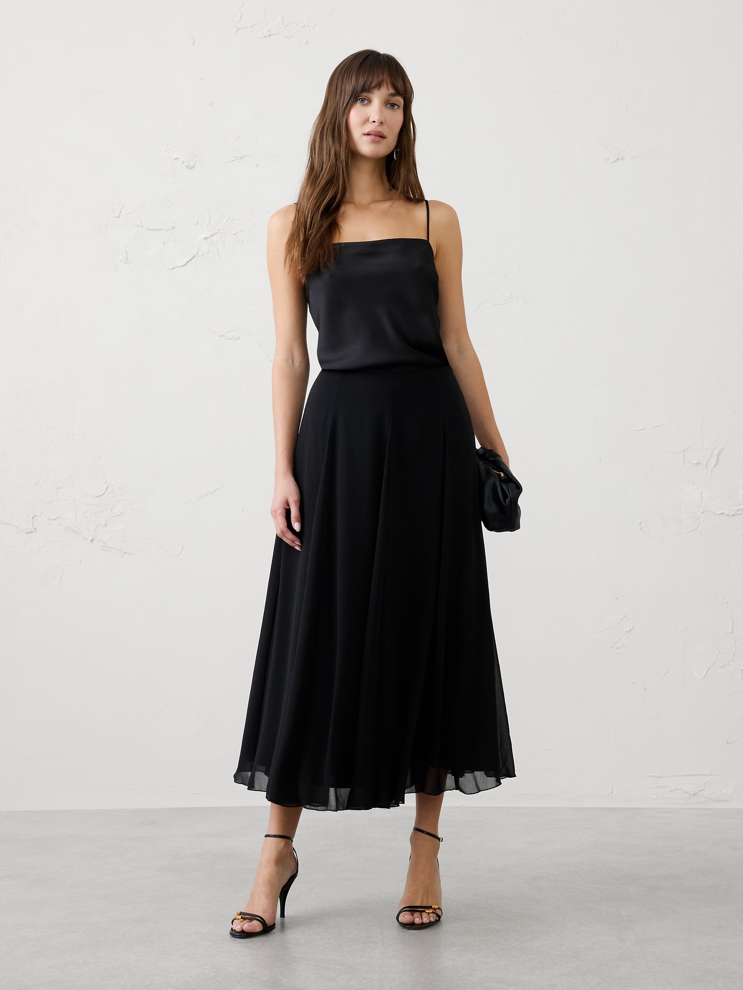 Swing Pleated Midi Skirt