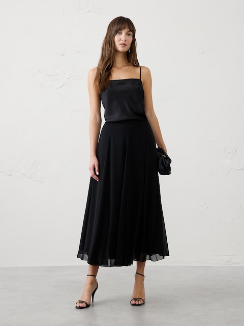 Swing Pleated Midi Skirt