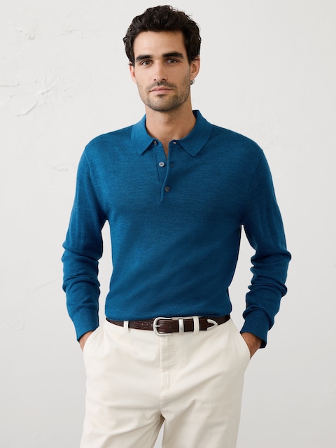 Merino Wool Polo Sweater