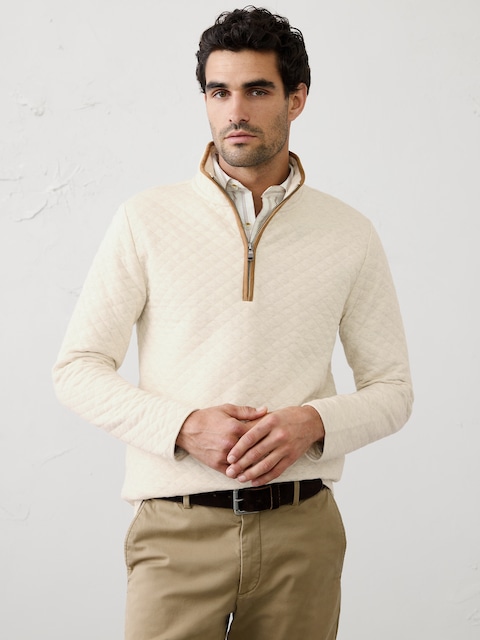 Diamond Quilted Quarter-Zip Pullover