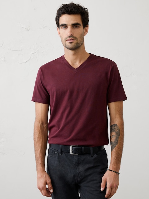 Standard-Fit Premium Wash V-Neck Shirt
