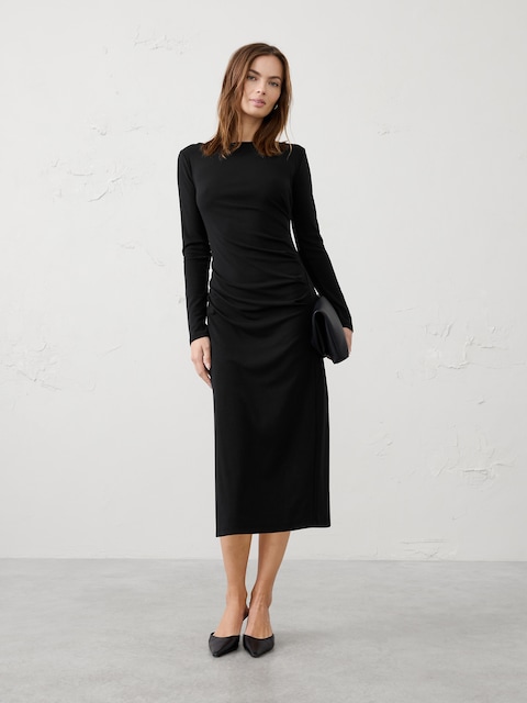 Cozy Rib Draped Midi Dress