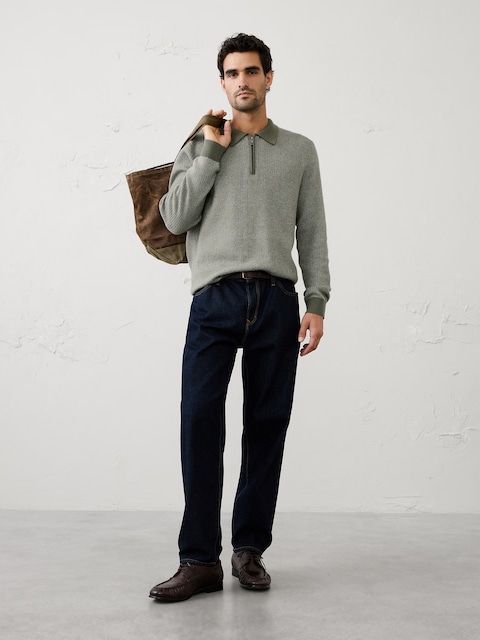 Birdseye Zipper Sweater Polo