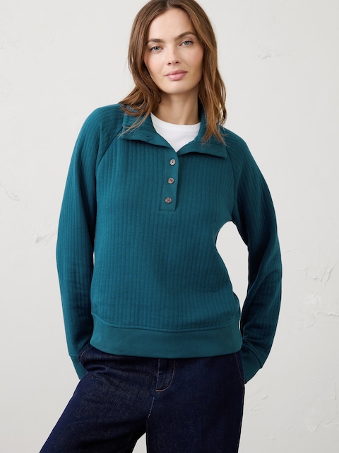 Quilted Henley Sweatshirt