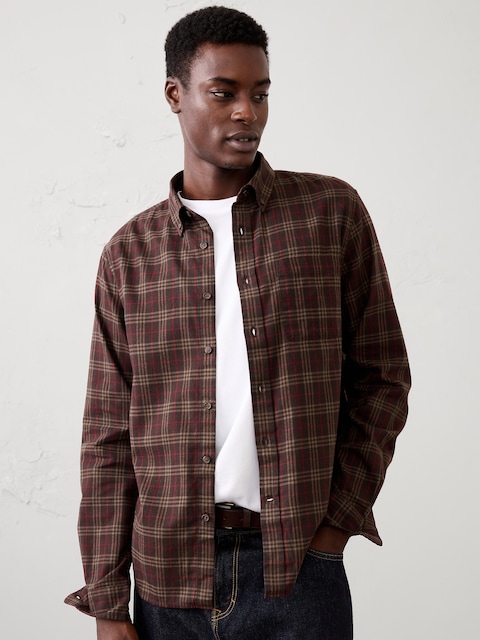Slim-Fit Lightweight Flannel Shirt
