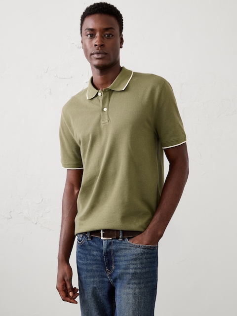 Standard-Fit Tipped Pique Polo