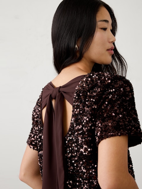 Sequin Bow-Back Top