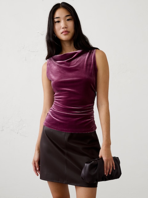 Velvet Side-Ruched Top