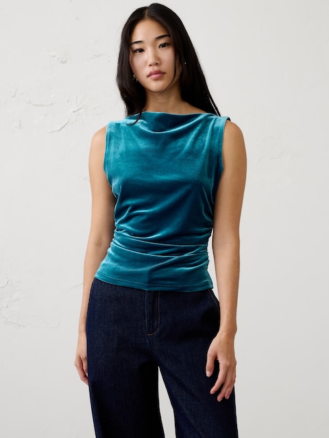 Velvet Side-Ruched Top