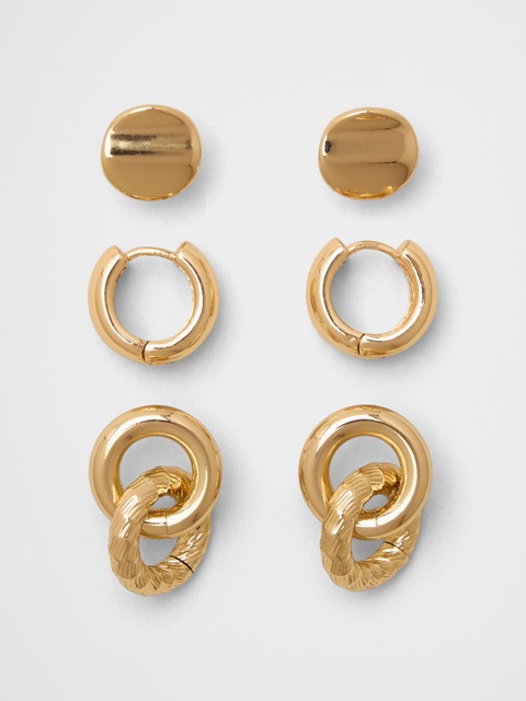 Textured Double Hoop Earrings Multipack