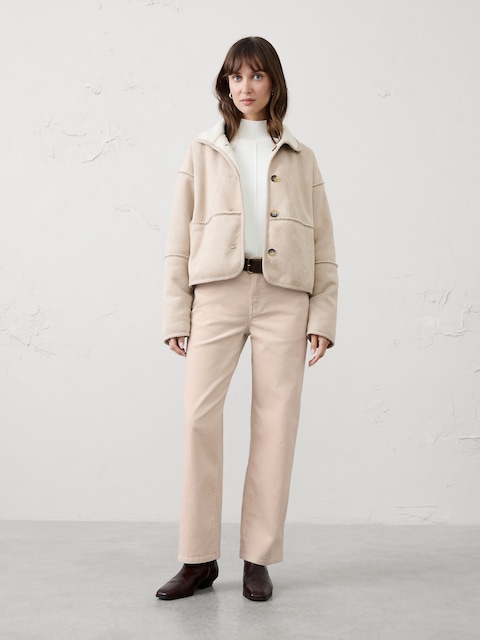 Straight-Fit Mid-Rise Velvet Pant