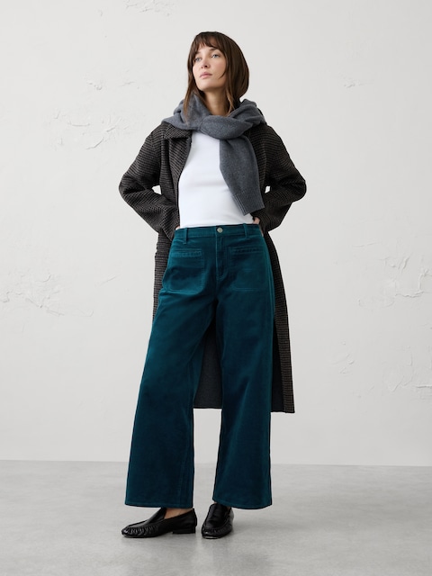 Wide-Leg High-Rise Corduroy Patch Pocket Pant